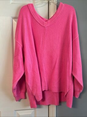 Aerie Women's Oversized V-Neck in Hot Pink